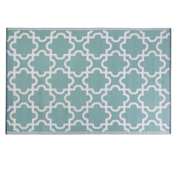 Outdoor Rugs-Kirkland's Home Aqua Moroccan Trellis Outdoor Area Rug, 4X6 Blue/White