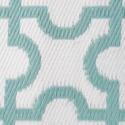 Outdoor Rugs-Kirkland's Home Aqua Moroccan Trellis Outdoor Area Rug, 4X6 Blue/White