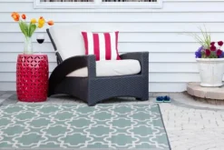 Outdoor Rugs-Kirkland's Home Aqua Moroccan Trellis Outdoor Area Rug, 4X6 Blue/White