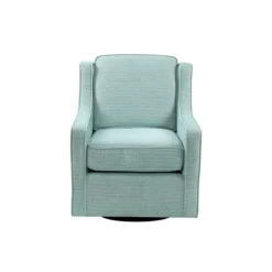 Accent Chairs-Kirkland's Home Aqua Upholstered Swivel Accent Chair Blue