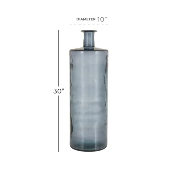 Vases-Kirkland's Home Aquamarine Tall Bottle Decorative Vase Blue