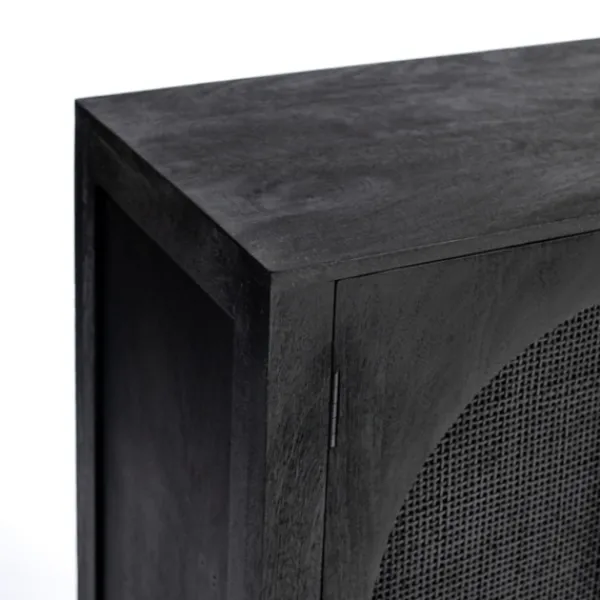 Cabinets & Sideboards-Kirkland's Home Arch Cane And Wood Cabinet Black