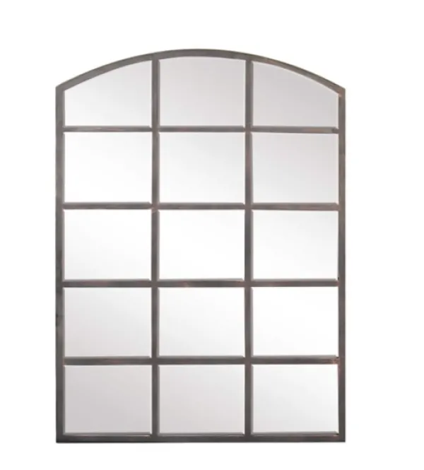 Decorative Mirrors-Kirkland's Home Arched Windowpane Wall Mirror Gray
