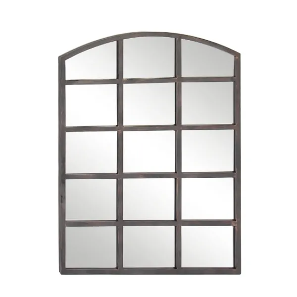 Decorative Mirrors-Kirkland's Home Arched Windowpane Wall Mirror Gray