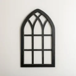 Wall Plaques-Kirkland's Home Arched Windowpane Wall Plaque Black