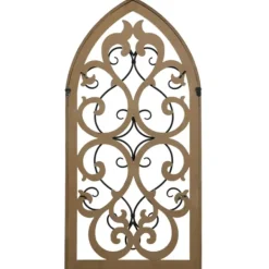Wall Plaques-Kirkland's Home Arched Wood And Metal Layered Scroll Wall Plaque White/Tan/Black