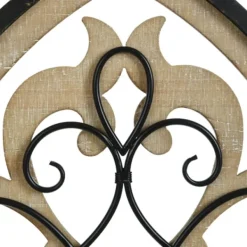 Wall Plaques-Kirkland's Home Arched Wood And Metal Layered Scroll Wall Plaque White/Tan/Black