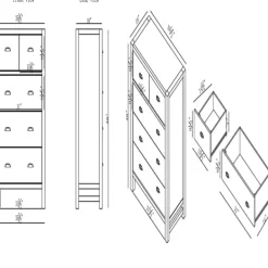 Dressers & Chests-Kirkland's Home Arden Wood 5-Drawer Chest Gray