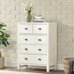 Dressers & Chests-Kirkland's Home Arden Wood 5-Drawer Chest White