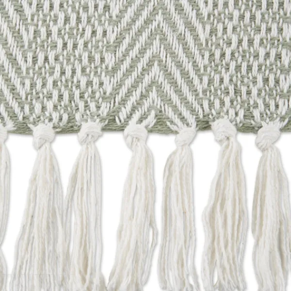 Blankets & Throws-Kirkland's Home Artichoke Herringbone Fringe Throw Green