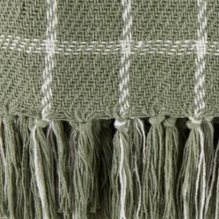 Blankets & Throws-Kirkland's Home Artichoke Plaid Fringed Throw Green