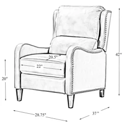 Accent Chairs-Kirkland's Home Arturo Leather Wingback Recliner Brown
