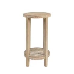 Accent & End Tables-Kirkland's Home Ash Rat Round Martha Stewart Accent Table Tan