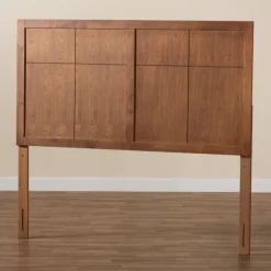 Beds & Headboards-Kirkland's Home Ash Walnut Wood Panel Queen Headboard Brown