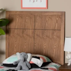 Beds & Headboards-Kirkland's Home Ash Walnut Wood Panel Twin Headboard Brown