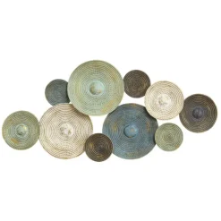 Wall Plaques-Kirkland's Home Asheville Textured Plates Metal Wall Plaque Blue/Green/Brown