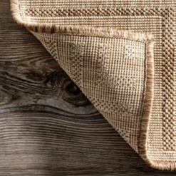 Outdoor Rugs-Kirkland's Home Asia Stripe Border Outdoor Rug, 8X10 Brown