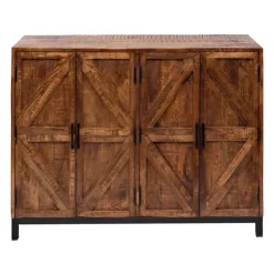 Cabinets & Sideboards-Kirkland's Home Austin Warm Wood Farmhouse Cabinet Brown