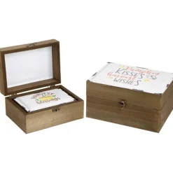 Decorative Accents-Kirkland's Home Autumn Boxes With Metal Covers, Set Of 3 White/Brown