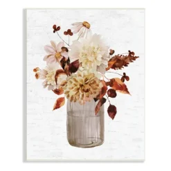 Wall Plaques-Kirkland's Home Autumn Flower Bouquet Wall Plaque White/Brown