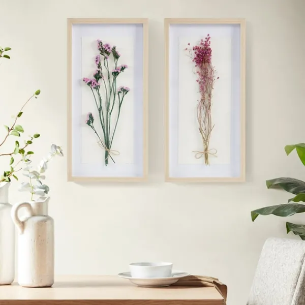Framed Art-Kirkland's Home Avant Garden Dried Flowers Shadowboxes, Set Of 2 White/Tan/Multi