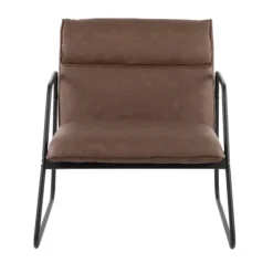 Accent Chairs-Kirkland's Home Axel Espresso Leather Industrial Accent Chair Brown