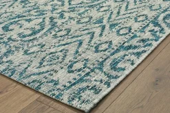 Outdoor Rugs-Kirkland's Home Azure Terrace Sun Shower Outdoor Area Rug, 5X8 Blue/Ivory
