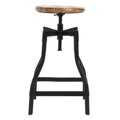 Bar Stools & Counter Height Stools-Kirkland's Home Backless Mango Wood Adjustable Bar Stool Black/Brown