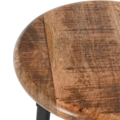 Bar Stools & Counter Height Stools-Kirkland's Home Backless Mango Wood Adjustable Bar Stool Black/Brown