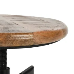 Bar Stools & Counter Height Stools-Kirkland's Home Backless Mango Wood Adjustable Bar Stool Black/Brown