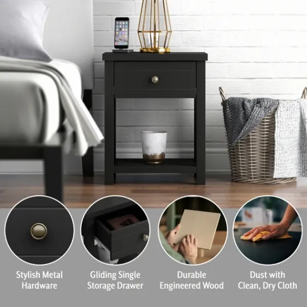 Accent & End Tables-Kirkland's Home Bailie Wooden Side Table Black