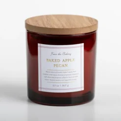 Candles-Kirkland's Home Baked Apple Pecan Triple Wick Jar Candle Red