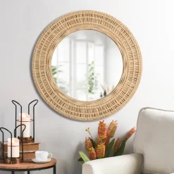 Decorative Mirrors-Kirkland's Home Bamboo Breeze Woven Wall Mirror