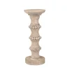 Candle Holders-Kirkland's Home Banded Bead Wood Candle Holder, 13 In. Ivory