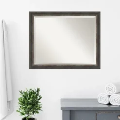 Decorative Mirrors-Kirkland's Home Bark Rustic Char Frame Beveled Mirror