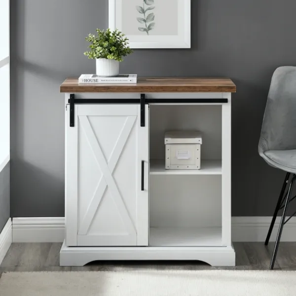 Cabinets & Sideboards-Kirkland's Home Barn Door Cabinet White