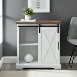 Cabinets & Sideboards-Kirkland's Home Barn Door Cabinet White