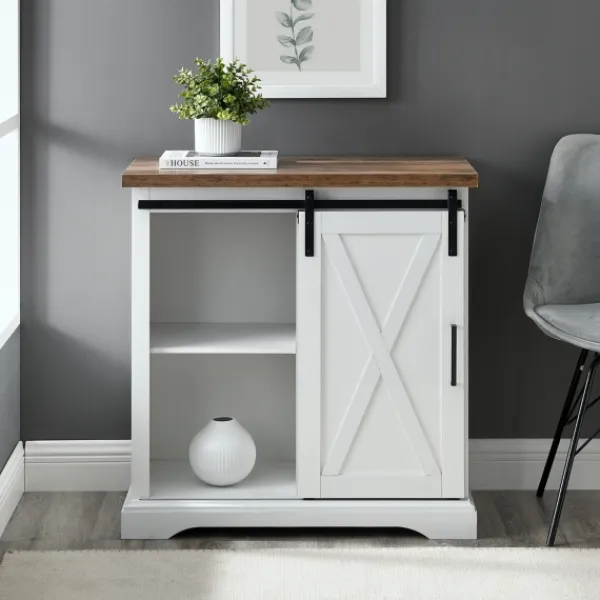 Cabinets & Sideboards-Kirkland's Home Barn Door Cabinet White
