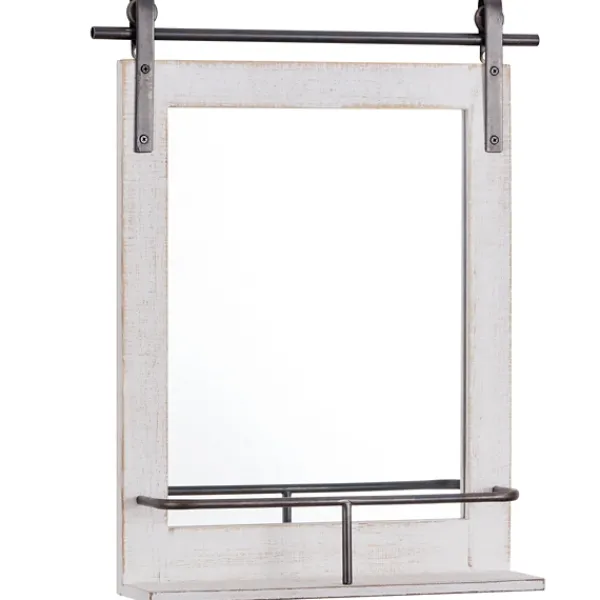 Decorative Mirrors-Kirkland's Home Barn Door Mirror With Shelf White