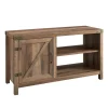 Tv Stands & Media Consoles-Kirkland's Home Barn Door Rustic Oak Tv Stand With Open Shelves Brown