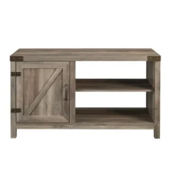 Tv Stands & Media Consoles-Kirkland's Home Barn Door Wash Tv Stand With Open Shelves Gray