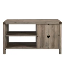 Tv Stands & Media Consoles-Kirkland's Home Barn Door Wash Tv Stand With Open Shelves Gray