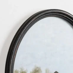 Framed Art-Kirkland's Home Barn Landscape Oval Framed Art Print Brown/Tan/White