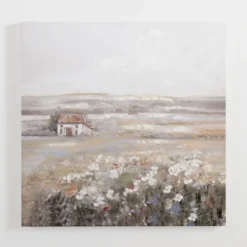 Canvas Art-Kirkland's Home Barn On The Meadow Canvas Art Print White/Gray/Brown