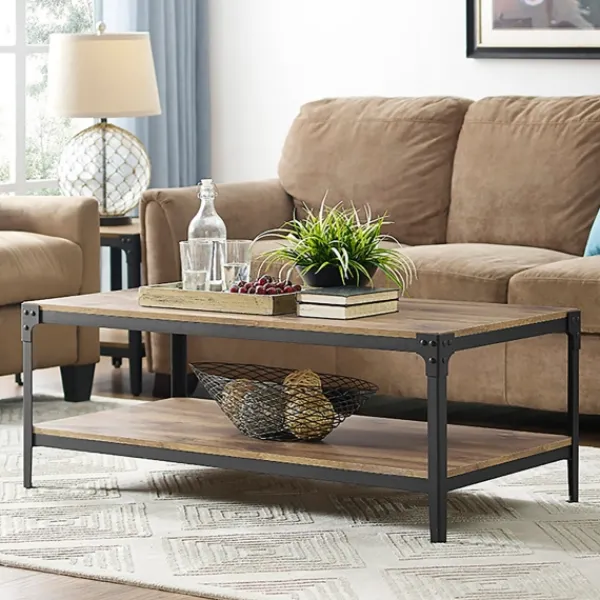 Coffee Tables-Kirkland's Home Barnwood Angle Iron Coffee Table Brown