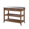 Kitchen Islands & Bar Carts-Kirkland's Home Barnwood Sonoma Stainless Steel Top Kitchen Cart Brown