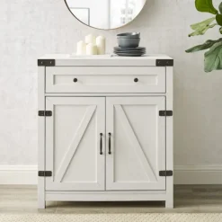 Cabinets & Sideboards-Kirkland's Home Barnwood Style Wooden Cabinet White