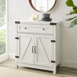 Cabinets & Sideboards-Kirkland's Home Barnwood Style Wooden Cabinet White