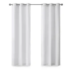 Curtains & Drapes-Kirkland's Home Basketweave Curtain Panel Set, 84 In White