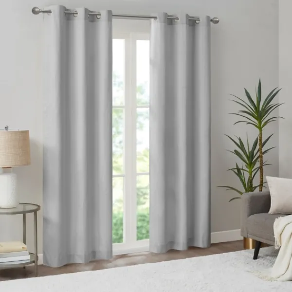 Curtains & Drapes-Kirkland's Home Basketweave Curtain Panel Set, 84 In Gray
